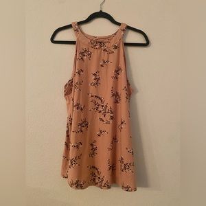 Torrid Women’s Dusty Pink Floral Tank Top High Neck Size 1 Keyhole Back
